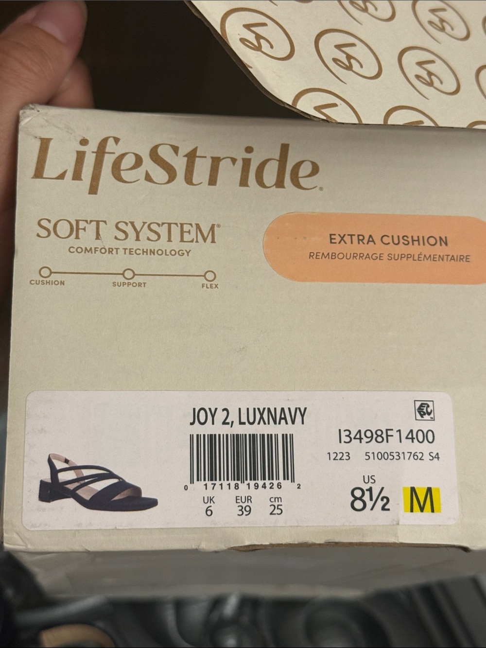 Life Stride 8.5 Joy 2 Lux Navy Strappy Low Block Heel Sandals - Picture 8 of 12